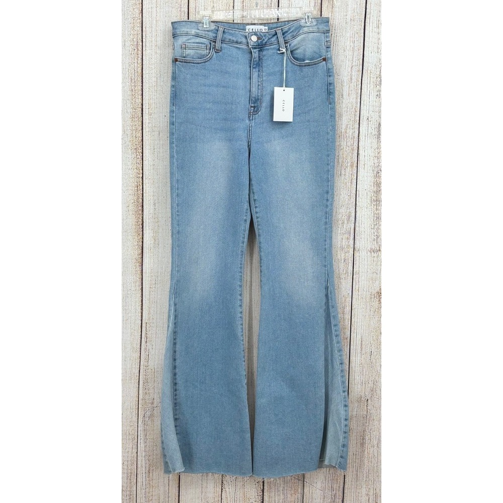 Cello Dixie High Rise Insert Super Flare Jeans Size 13 Light Denim NWT